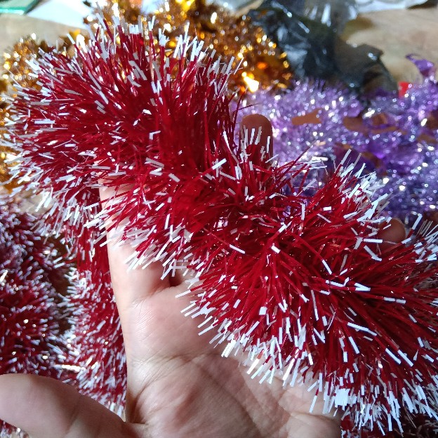 Slinger Tinsel Hiasan Hijau Salju Lingkaran Pohon Natal Dekorasi Christmas