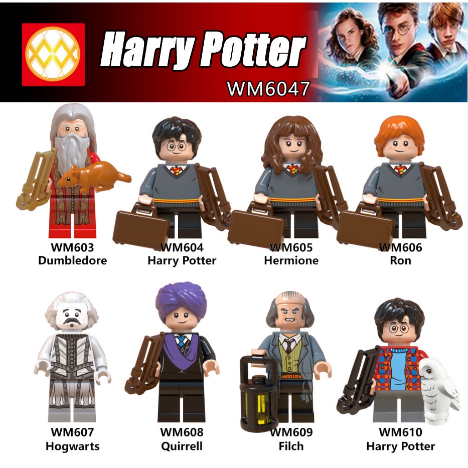 Wm6047 Mainan Action Figure Mini Karakter Harry Potter Ron Weasley Hogwarts Quirrell Filch