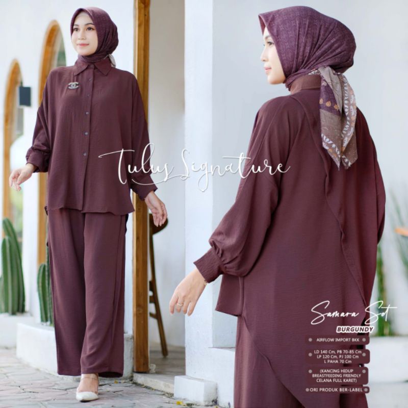 SAMARA SET BY TULUS SIGNATURE / ONE SET WANITA / Setelan muslimah polos