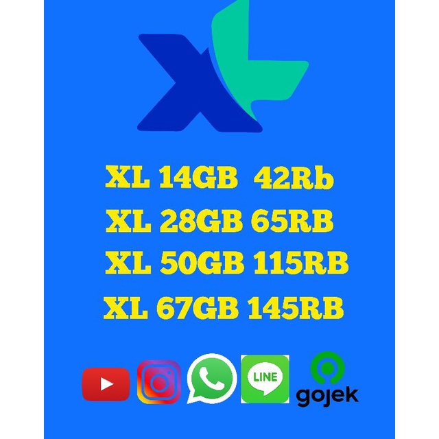 PERDANA INTERNET KARTU PAKETAN XL XTRA UNLIMITED COMBO Lite 28GB 50GB 67Gb