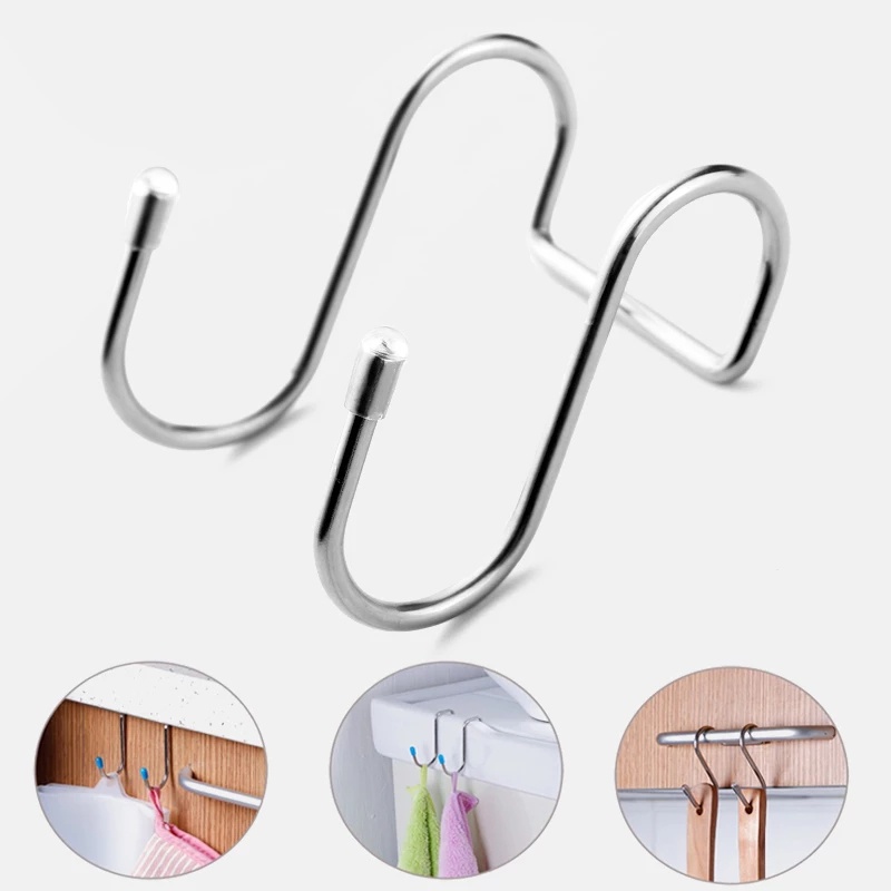 Creative Stainless Steel Double S Shape Hooks / Multifunction Door Storage Heavy Duty Hanging Hanger for Bathroom Kitchen Organizer