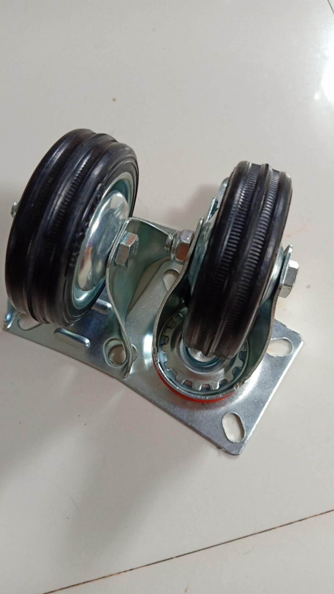 Roda Troli 3 (2 Hidup Rem + 2 Mati) Roda Karet Etalase Gerobak 3inch