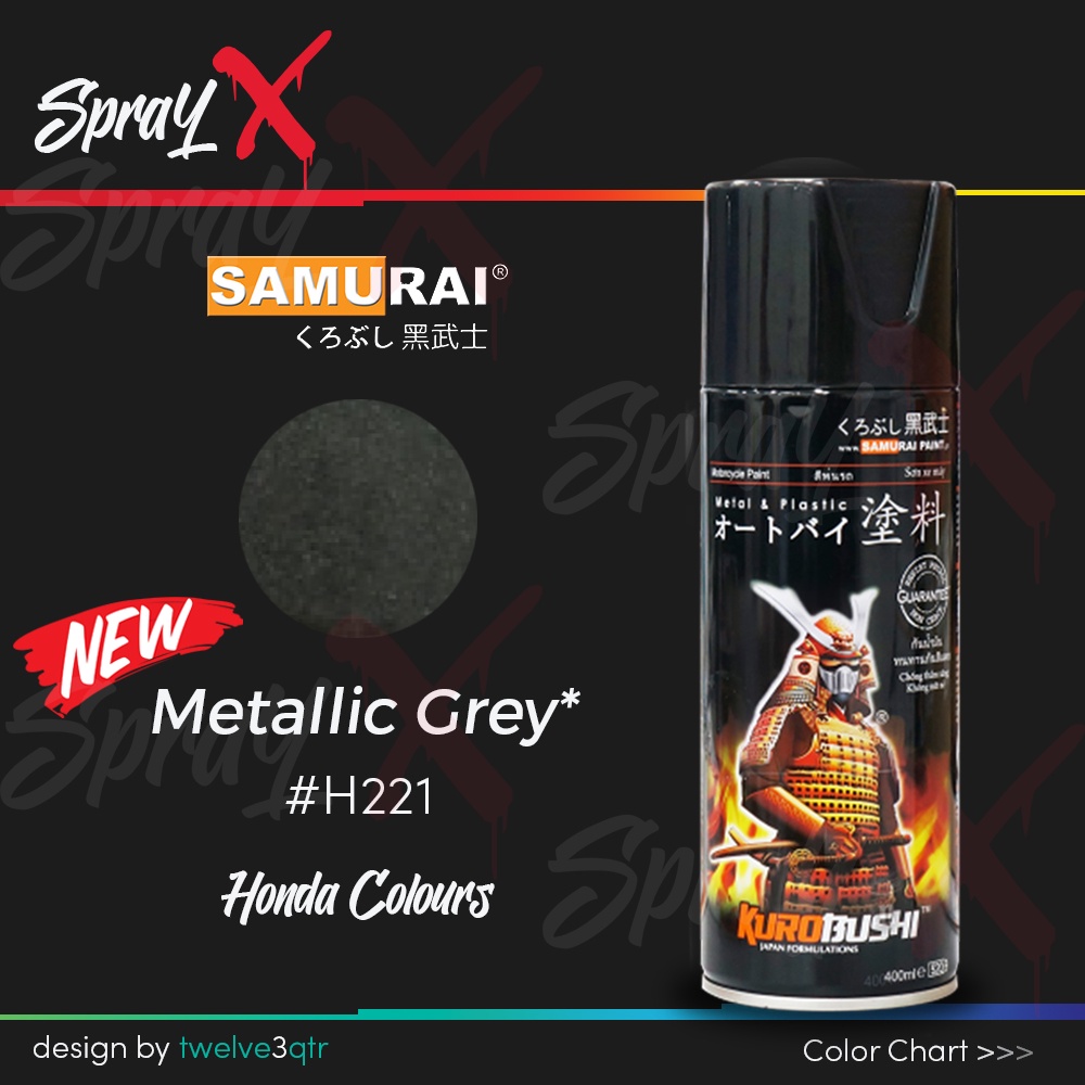 SAMURAI PAINT HONDA METALLIC GREY H221 / ABU METALIK HONDA #H221 400ML - CAT AEROSOL KUALITAS KOMPRE