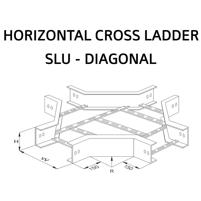 Horizontal Cross Ladder SLU Diagonal W100 x H100 x R150, 300, 450, 600 HDG Plat 1,8mm