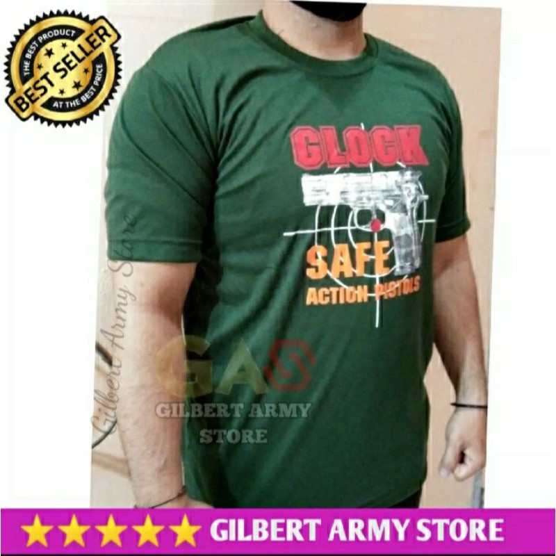 GILBERT ARMY STORE-grosir kaos pria Army Glock- Kaos daleman Militer  pendek-kaos Army keren