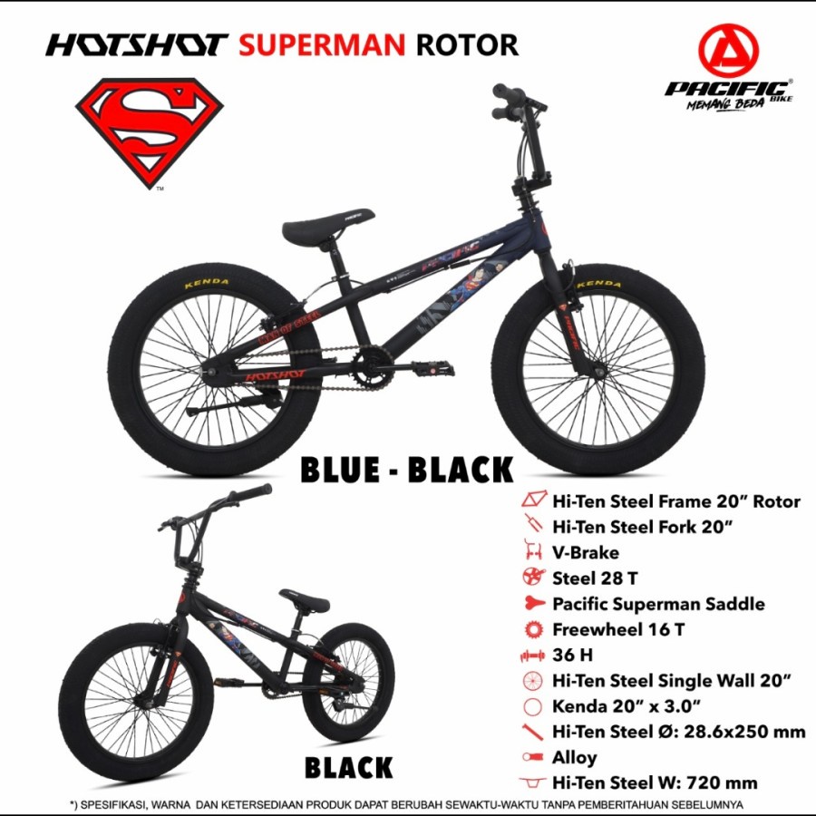 Sepeda Anak BMX HOTSHOT SUPERMAN 3.0 ROTOR 20 Inch Garansi SNI-2