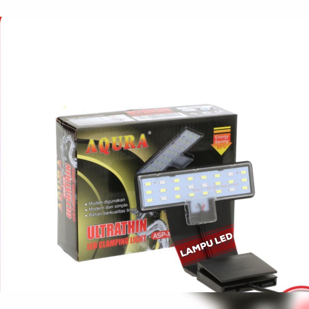 AQURA ASP X3 Hitam - Lampu Led Jepit Mini Aquarium Aquascape Aquarium