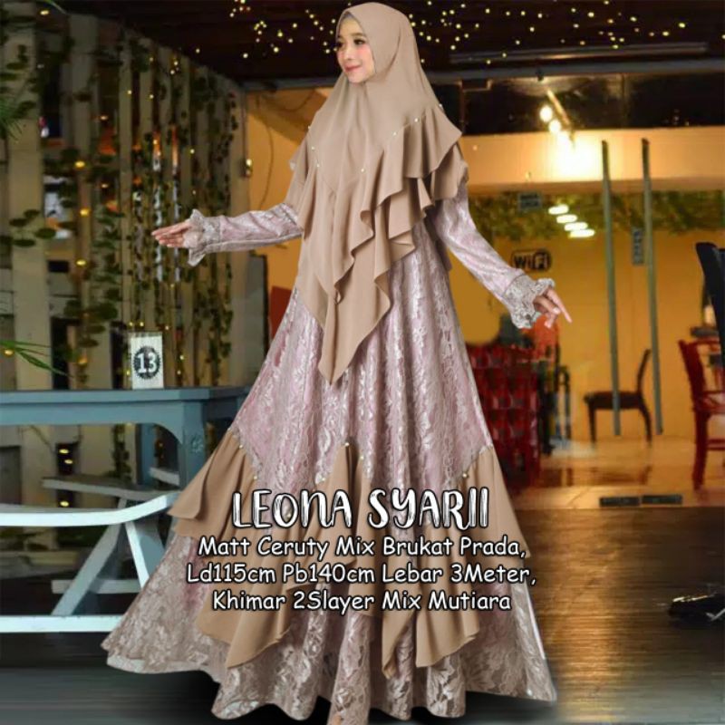 LEONA SYARII BY MMC/FASHION MUSLIM/WARNA YANG CERAH² DAN BAGUS/BAHAN CERUTY KWALITAS BAGUS.