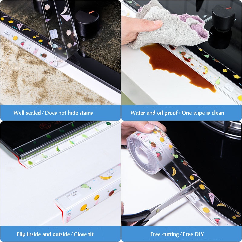 320CM Kitchen Sink Gas Stoves Cartoon Beauty Sewing Sticker / Self Adhesive Waterproof Oil Proof Anti-mold Sealing Strip