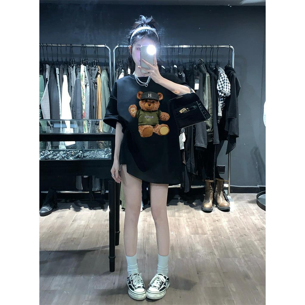 Kaos Oversize Korea Space Lucu Kaos Couple Unisex Beruang Bulan Planet Korean Style