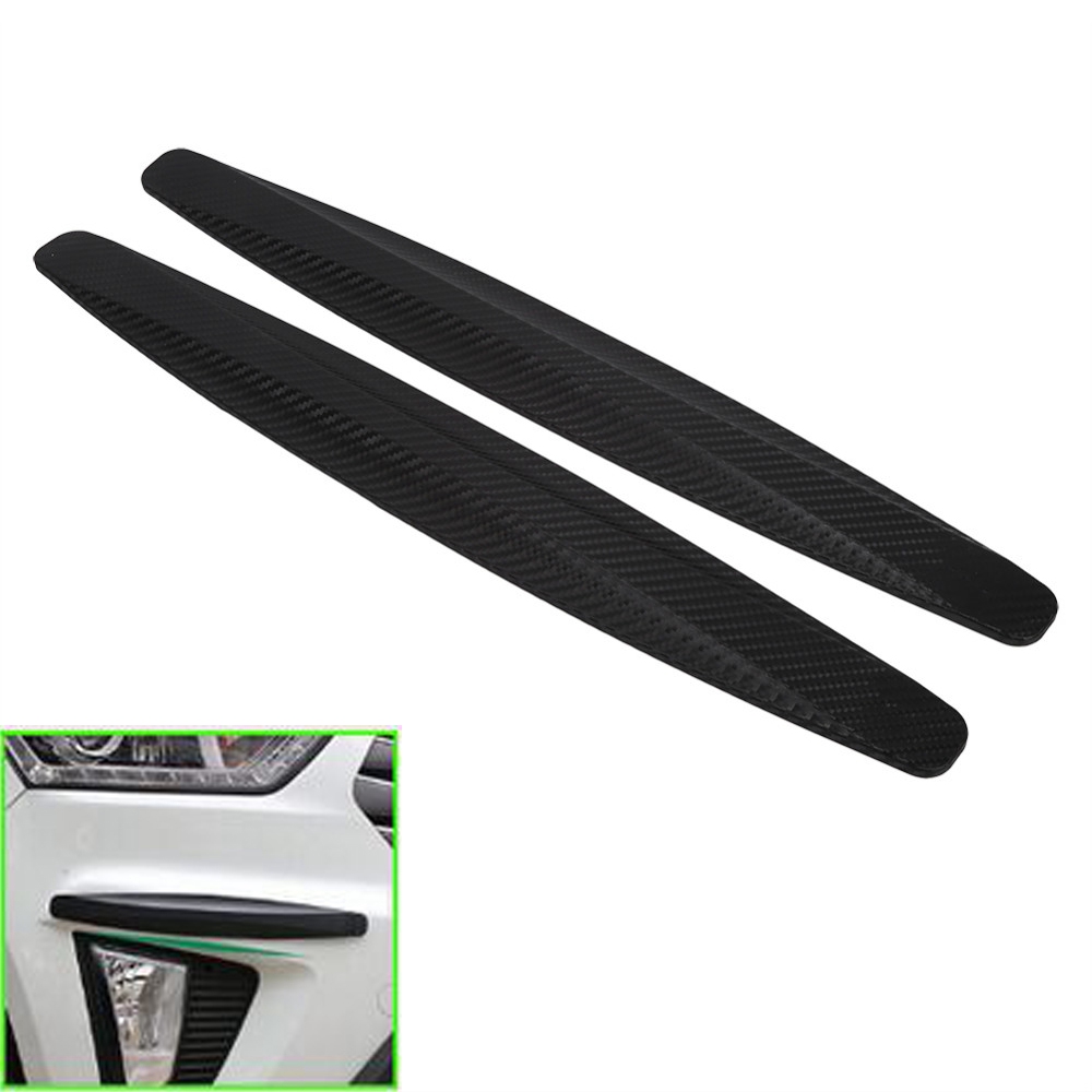 Suyou 2pcs / Set Stiker Pelindung Pinggiran Bumper Depan / Belakang Mobil Anti Benturan Bahan Carbon Fiber