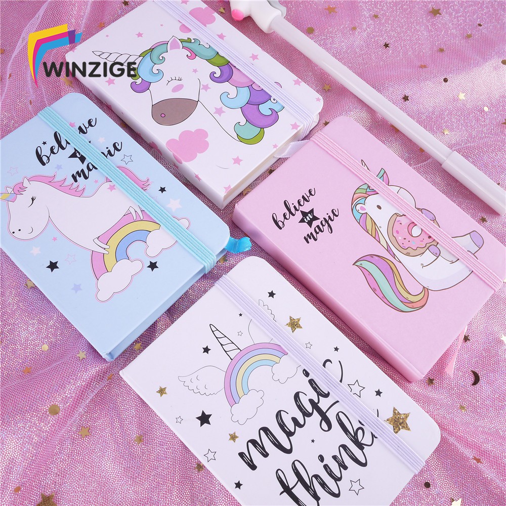 Buku Agenda/Planner A7 Hard Cover Motif Unicorn Lucu untuk 