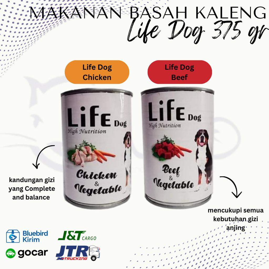 khusus ekspedisi life dog food makanan anjing 375gr kaleng can 375 gr basah no alpo