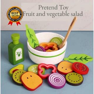 wooden toy kitchen food