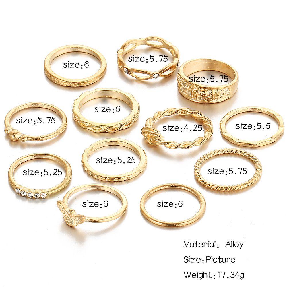 Nanas 12Pcs/Set Cincin Jari Buku Jari Hadiah Wanita Band Vintage Susun