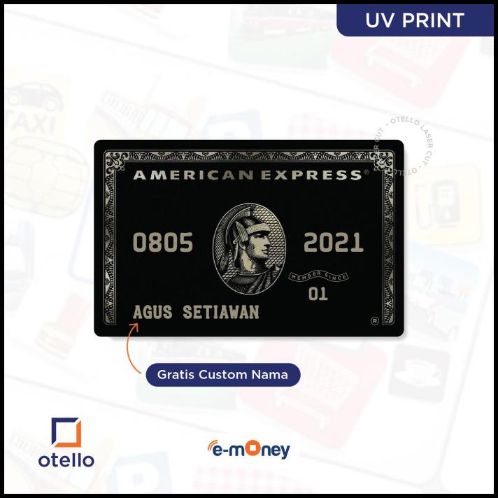 Kartu E-Money Amex Black Card Custom Emoney Etoll American Express - Print 1 Sisi