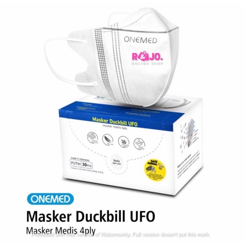 Masker Duckbill UFO Onemed 4ply isi 30 pcs Masker Medis