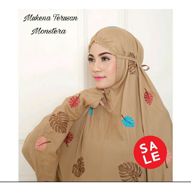 MUKENA DEWASA terusan bordir bunga monstera king