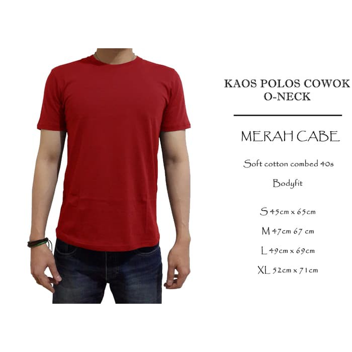 KAOS POLOS COWOK COTTON COMBED 40S MERAH CABE ONECK