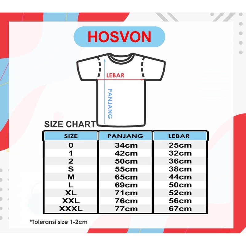 Hosvon Kaos Polos Anak  COTTON COMBED Size 0-1-2 ( PRIA &amp; WANITA )