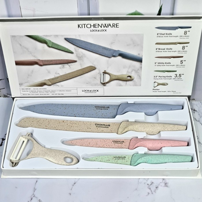 PISAU SET PROMO. PISAU LOCK N LOCK PASTEL KITCHEN WARE COOKPLUS (J3Y3) Pisau dapur stainless Pisau s