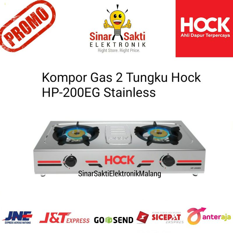 Hock Kompor Gas 2 Tungku Hock Elegant Gold HP-200EG Stainless HP 200EG Malang Garansi Resmi
