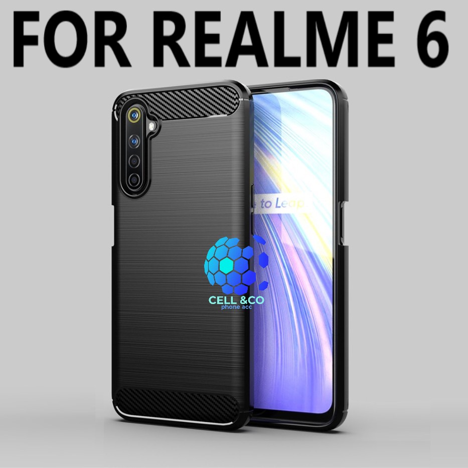 CASE CARBON REALME 6 casing hp silikon softcase case premium carbon cover