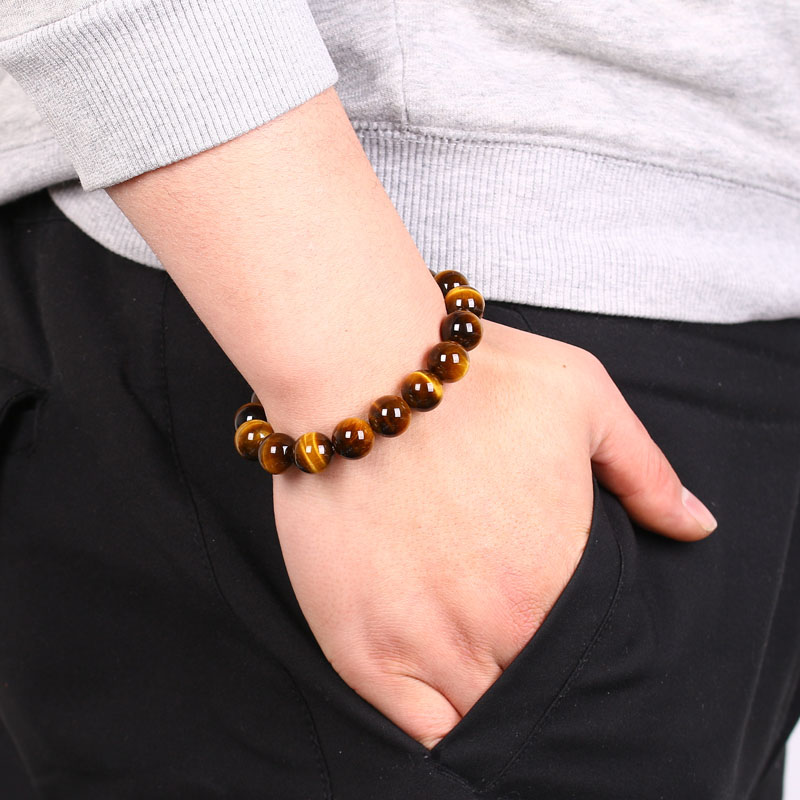 Unisex Natural Tiger Eye Stone Beads Bracelet / Stress Relief Healing Chakra Yoga Bracelet / Wealth and Good Luck Bracelet