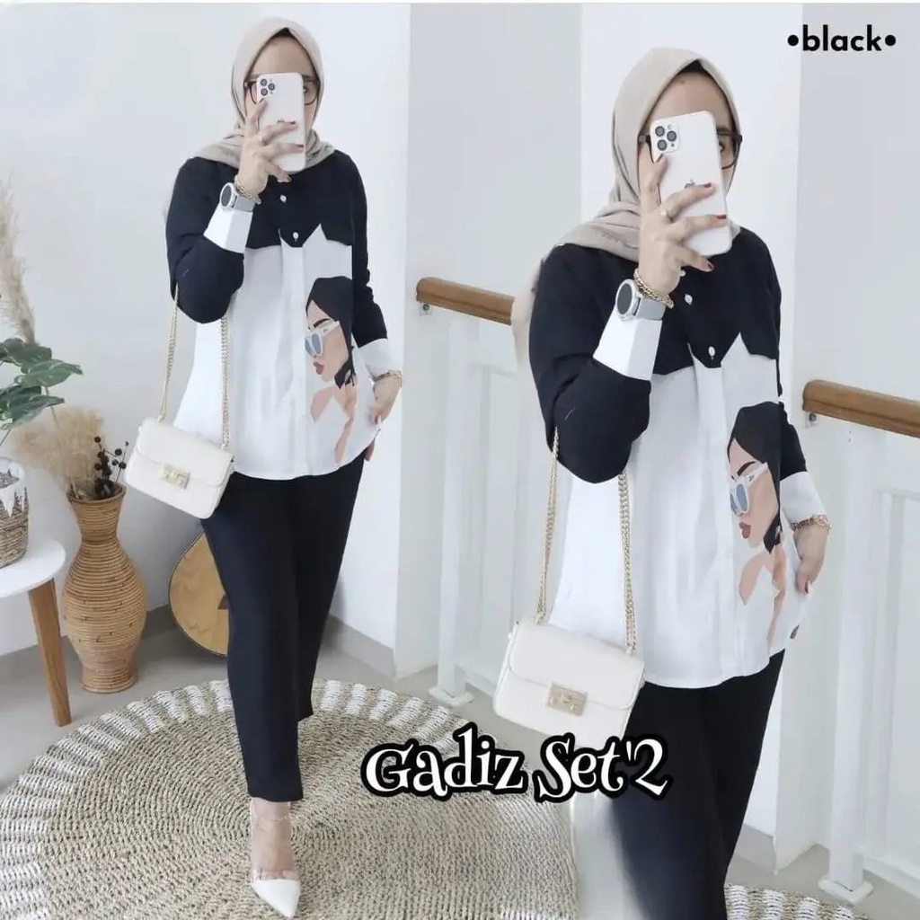 Gadiz Set / Set Atasan + Celana Kekinian / Baju Set Wanita Model Terbaru Matt Beautycrepe / OOTD Wanita / GOM