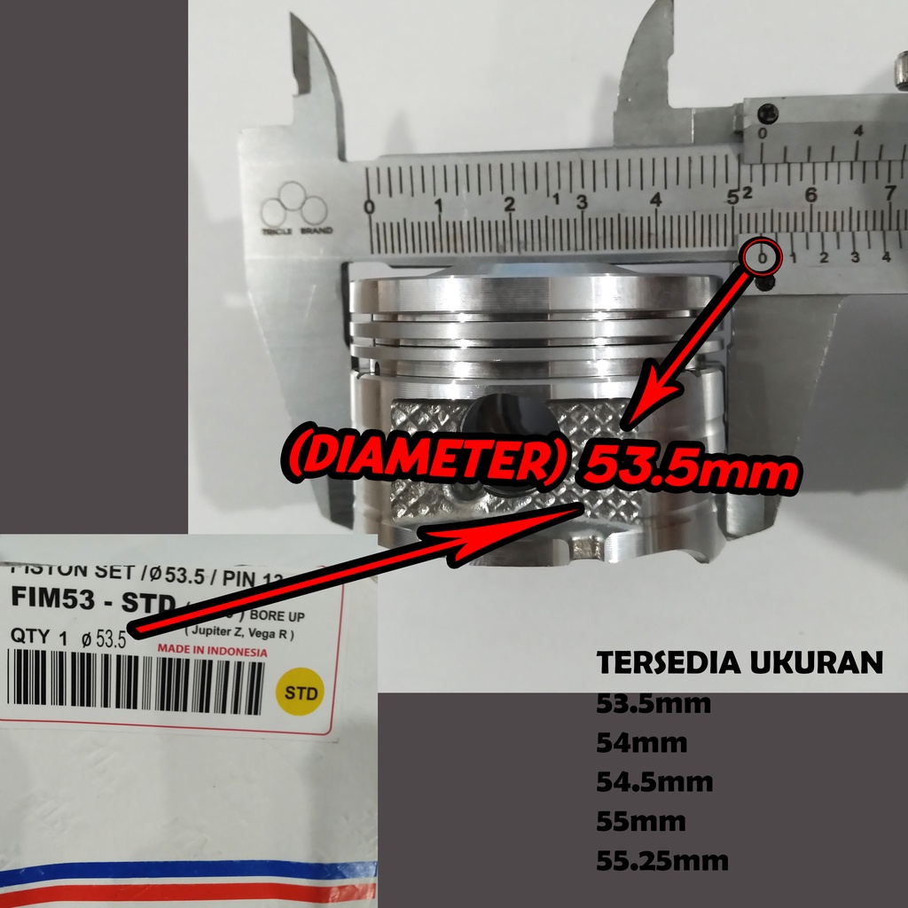 PISTON KIT SEHER SET JUPITER Z XB 53,5 54 54,5 55 PEN 13 FIM IZUMI-1