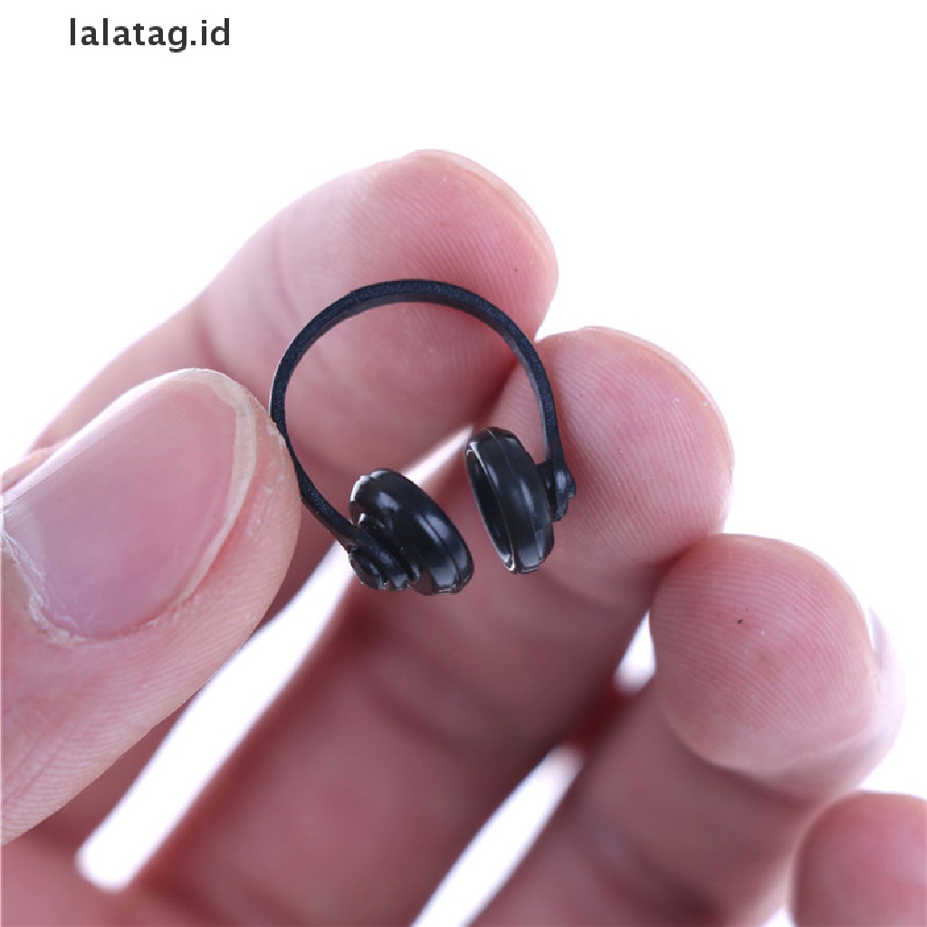 (Flyag) Miniatur Headphone / Earphone Warna Hitam Untuk Aksesoris Rumah Boneka Skala 1 / 12 (ID)