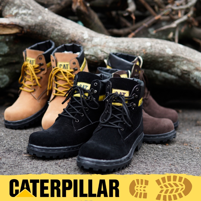 SEPATU SAFETY BOOTS PRIA SAFETY CATERPILLAR SHOES COWOK TOURING TRACKING UJUNG BESI KERJA PROYEK LAPANGAN