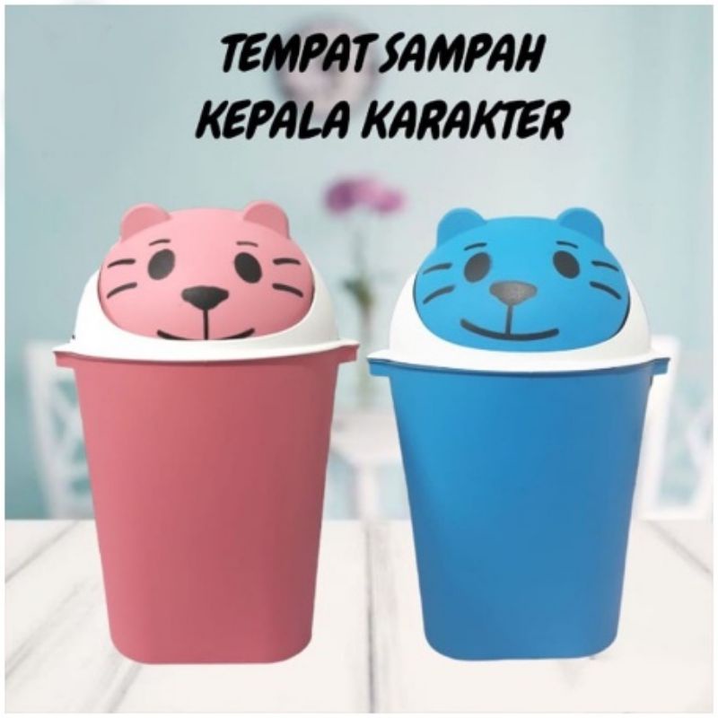 Tempat Sampah Tutup Motif Anak / Tempat Sampah Kepala Karakter