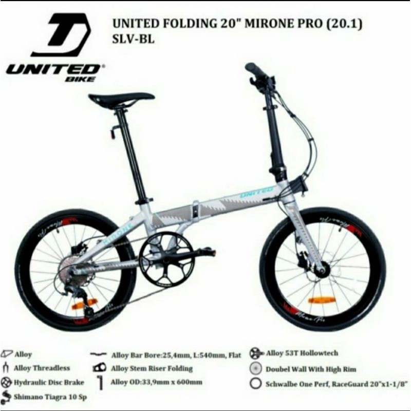 Sepeda lipat 20 inch United MIRONE PRO