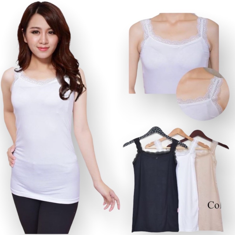 EB-EN TR Tanktop Wanita Tali Renda Ukuran L to XXL Bahan Spandek Rayon Terlaris