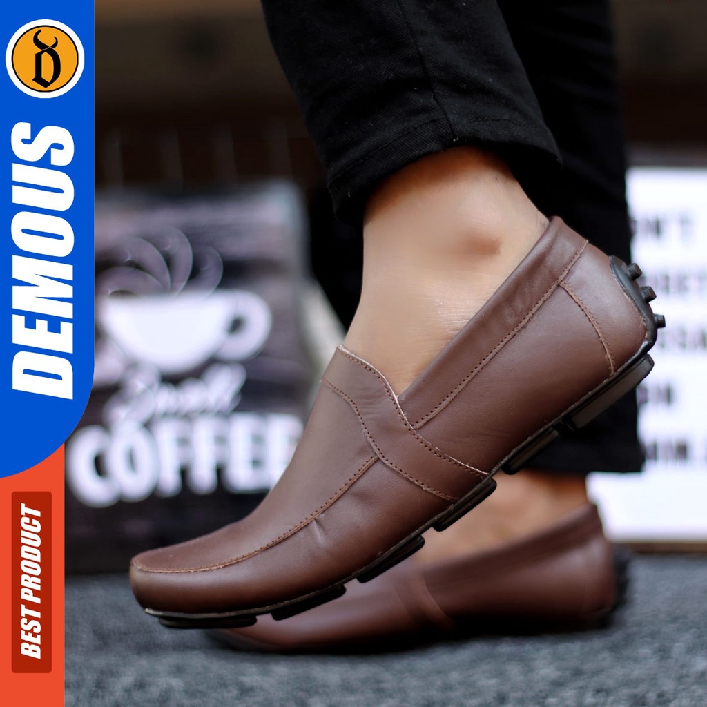 DEMOUS Videl - Sepatu Slip On Casual Pria Kulit Asli