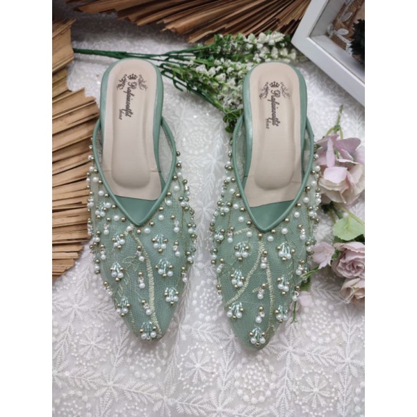 sepatu Rafaizoutfit Marrisa Sage green tinggi 3cm Runcing