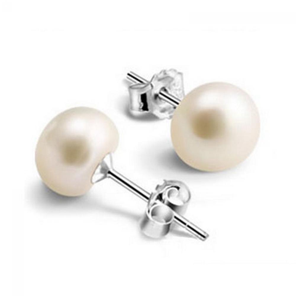 PREVA Earrings Charm 1 Pair White Elegant Ear Lady Silver Plated