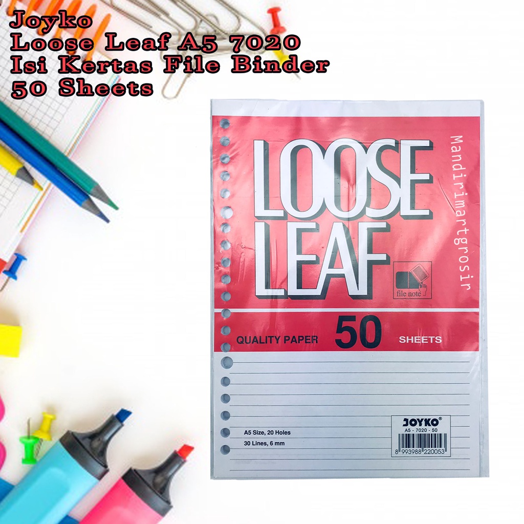 

Loose Leaf A5 7020 *Joyko * Isi Kertas File Binder * 50 Sheets