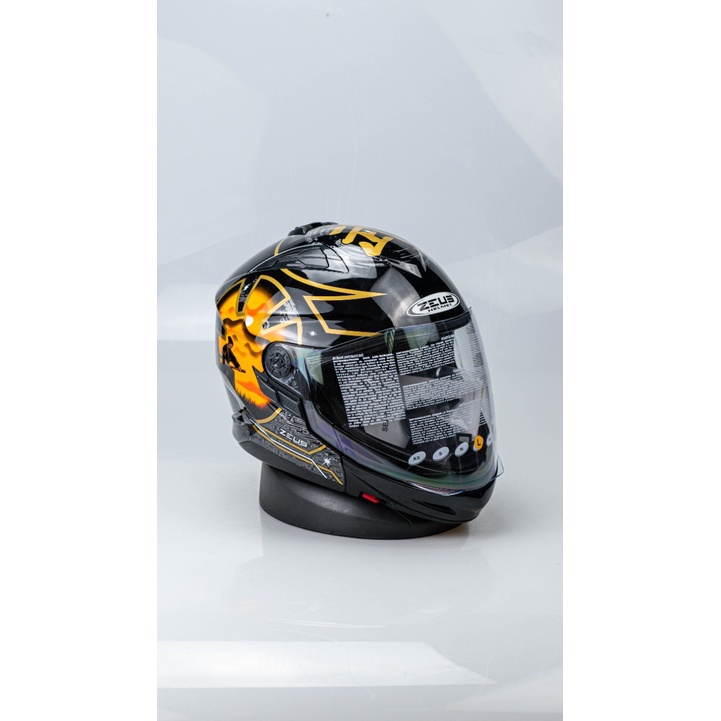 Helm Motor Zeus 613 613C ZS613C ZS613 Black / Aj20 AJ 20 orange Modular 2 in 1 Fullface dan Halfface