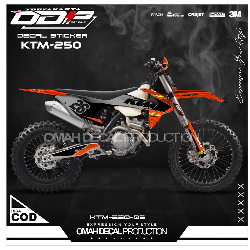 DECAL KTM 250 HONDA DEKAL KTM 250 DEKAL KUALITAS TERBAIK BANYAK PILIHAN WARNA MODEL TERBARU KODE 02