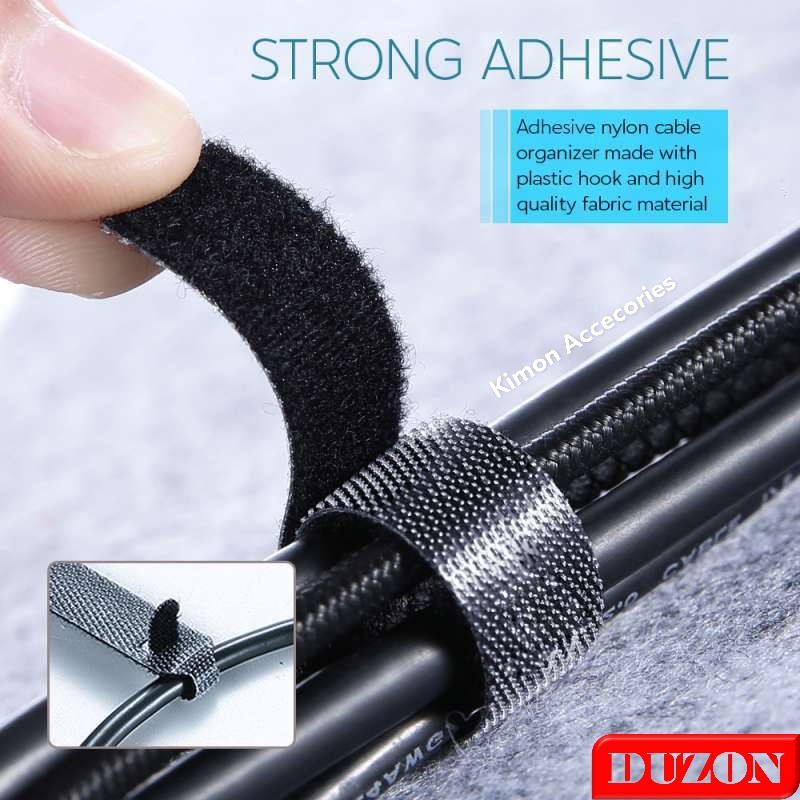 DUZON VELCRO PENGIKAT KABEL 2M 3METER ORGANIZER TALI IKAT KABEL PEREKAT NYLON