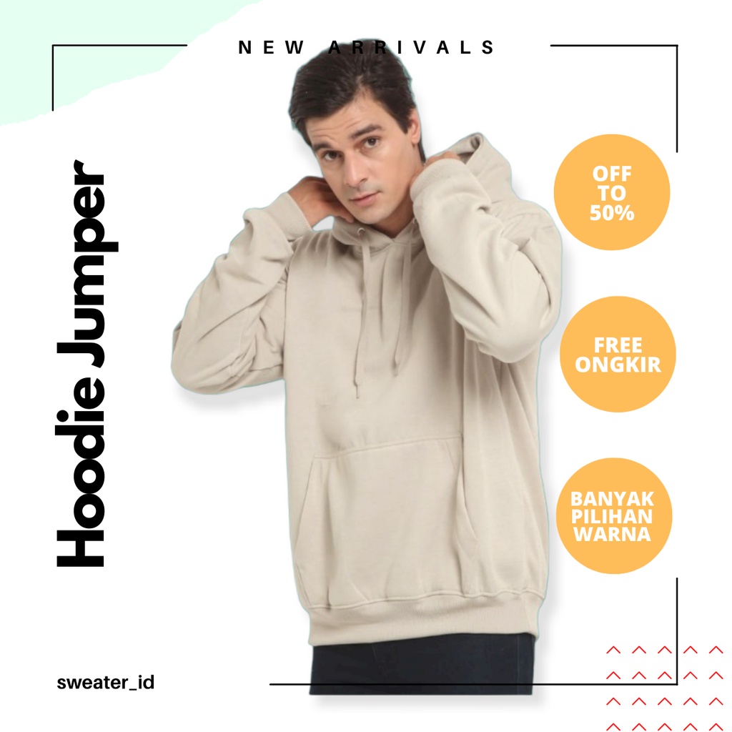 SWEATER_ID Hoodie Jumper Beige Polos Unisex Dan Pilihan Warna