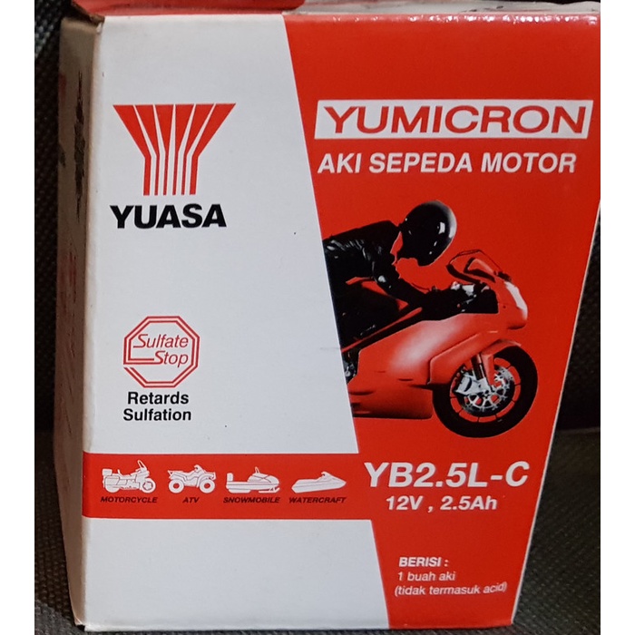 Aki motor basah | accu yuasa YB2.5L-C   .