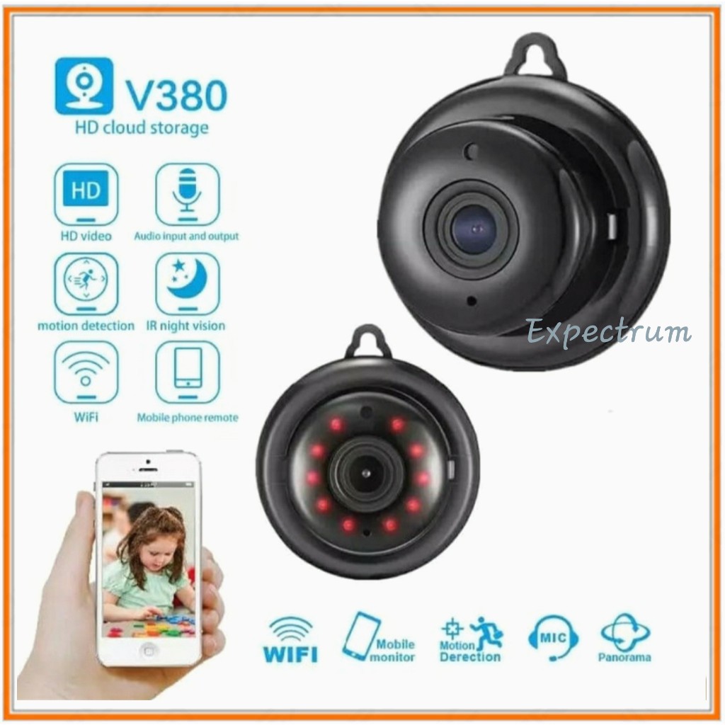 Smartnet Wifi Camera Mini, HD Wireless Ip Mini Camera Wifi Smart Net Cam Aplikasi V380, CCTV Mini