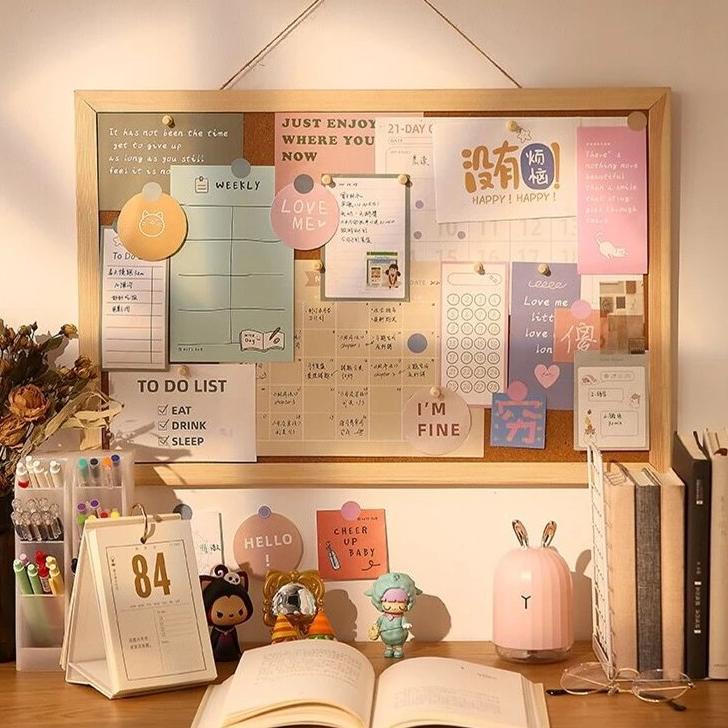 

[PRODUK WJVLA] Message board Background Boardsend sticker cork message board Decorative Board With Frame Cork Board 07Q