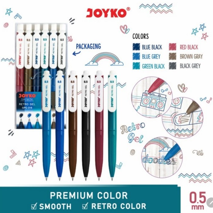 

Joyko Gel Pen GPC-316 Retro Classic (6 warna)