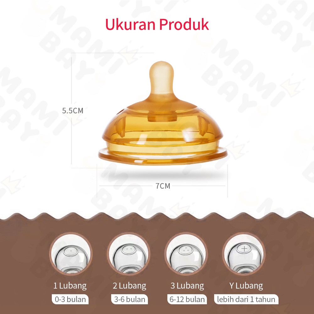 Mamibayi Dot piko bello dot bayi cokelat  BPA free dot  leher lebar dengan sedotan