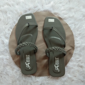 ANUR - Sandal Teplek Wanita Lingkar Jempol Tali kepang Remaja kekinian/Sendal Selop Slip On Tali Terbaru