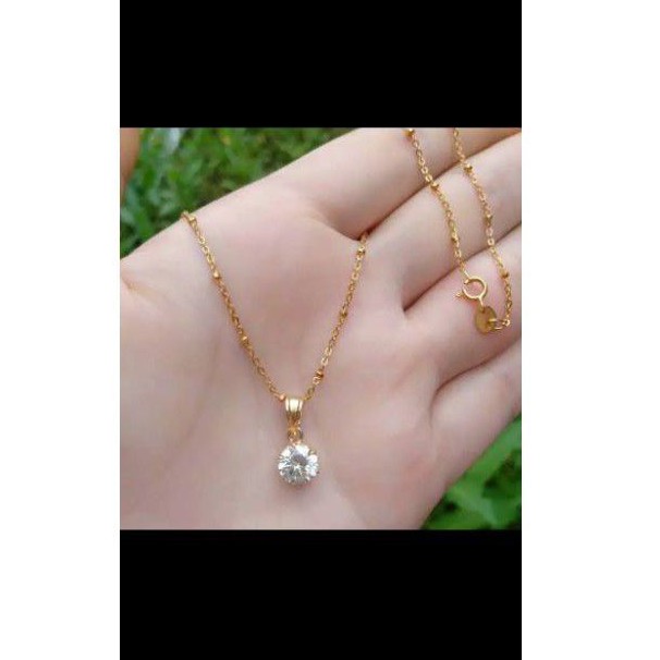 Kalung jedar + liontin daisy solitaire mp S925 / perhiasan perak 925 berlapis emas